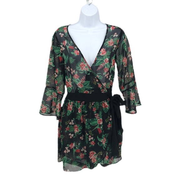Zara Pants - Zara Black Sheer Floral Print Romper, NWT Size XS